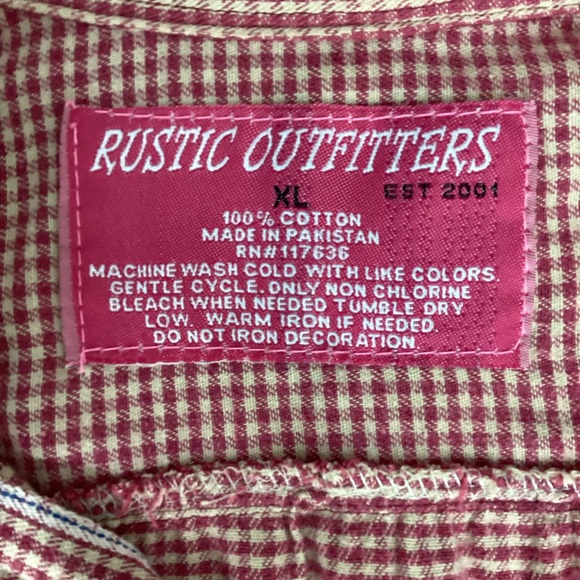 Vintage Rustic Outfitters Western Shirt Women’s Small Girls XL Reddish Pink Tan - Picture 4 of 10